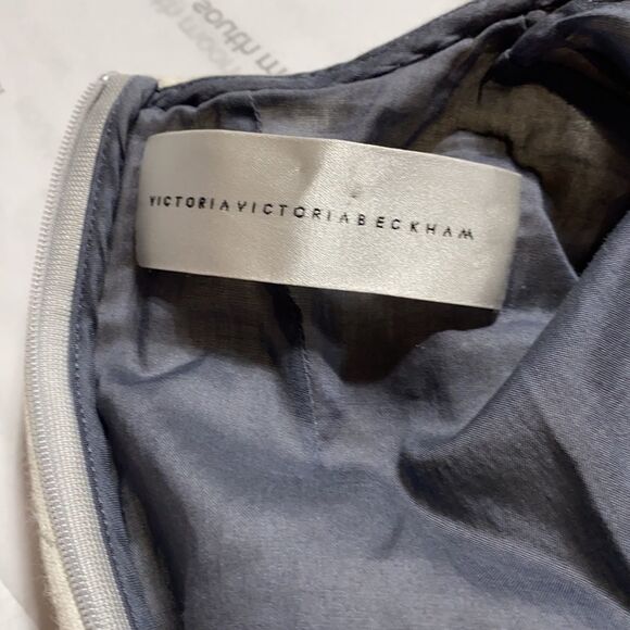 Authentic Rare Victoria Victoria Beckham 3/4 Sleeve Overlay Shift‎ Dress Cream 4 - Picture 9 of 11